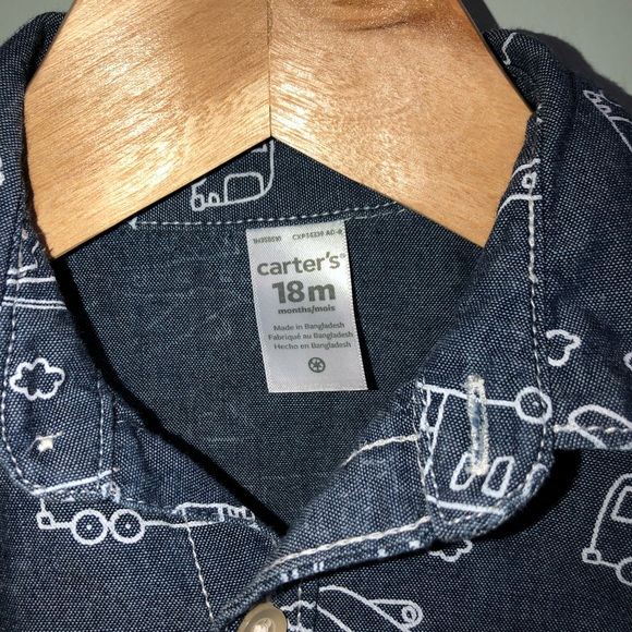 ‘Things that move’ Denim kids button down shirt - Picture 3 of 3